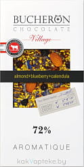 Bucheron Горький шоколад с миндалем, черникой, фисташкой, лепестками календулы и василька (Village) (в картонном боксе) 100г