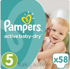PAMPERS Active Baby-Dry Дет.подгуз. Junior (11-18 кг) 58 шт