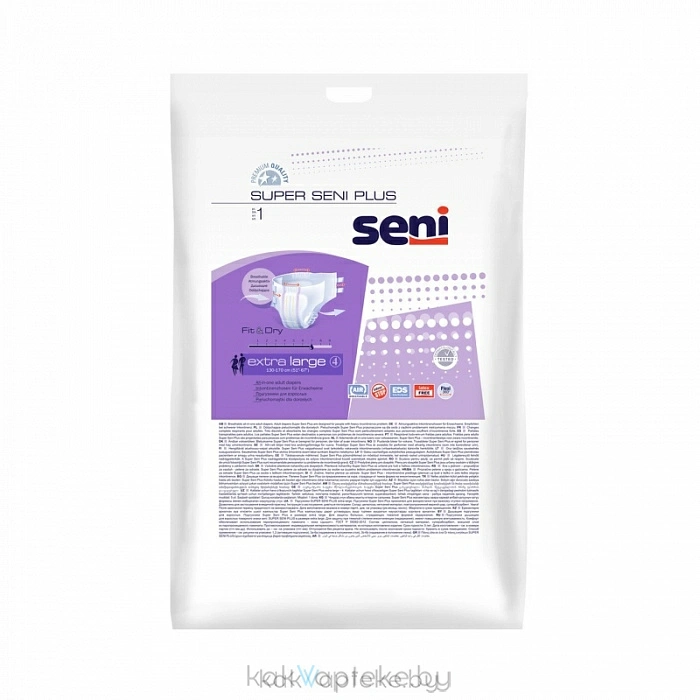 Super Seni Plus extra large Подгузники дышащие для взрослых 1 шт
