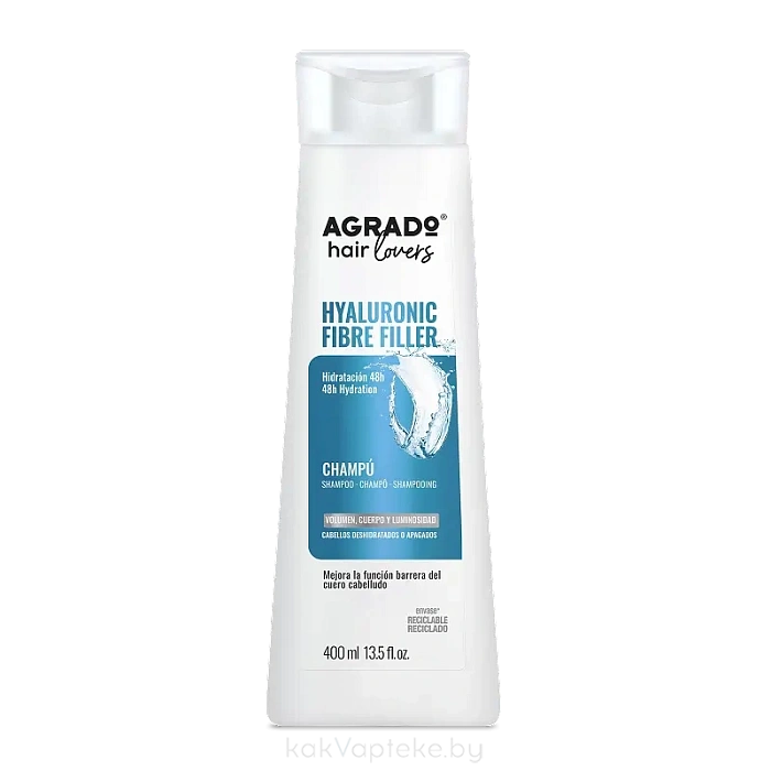 AGRADO Шампунь для тусклых волос HYALURONIC FIBRE FILLER / HYALURONIC FIBRE FILLER SHAMPOO, 400мл