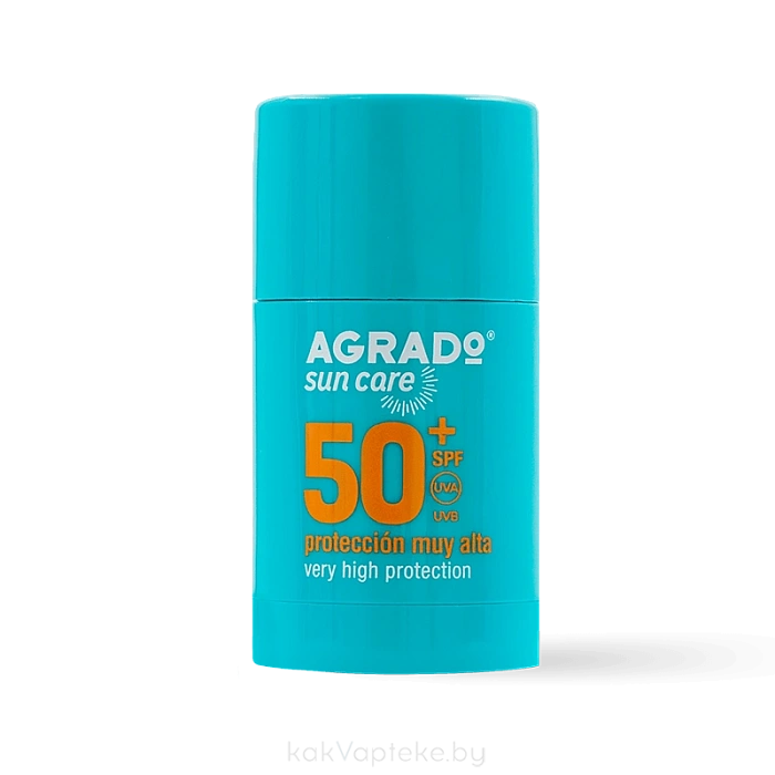 AGRADO Водостойкий солнцезащитный стик для лица и чувствительных зон SPF50+ / SUN STICK FACIAL AND SENSITIVE AREAS SPF50+, 15мл