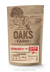 OAK'S FARM Полнорационный сбалансированный беззерновой корм для зрелых стерилизованных кошек Salmon / Лосось 400 г
