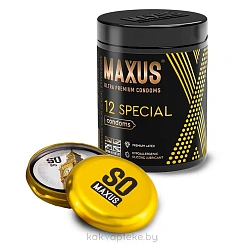 Презервативы мужские из натурального латекса Maxus Special (точечно-ребристые) 12 шт в упаковке