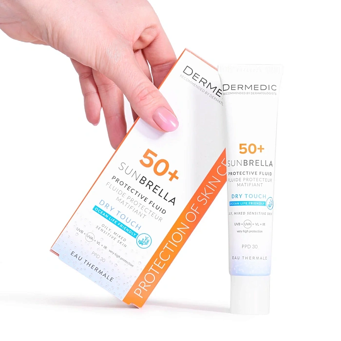 Dermedic SUNBRELLA DRY TOUCH Матирующий защитный флюид SPF 50+ PDD 30, 40 мл