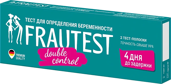 Тест для определения беременности FRAUTEST double control, 2 тест-полоски