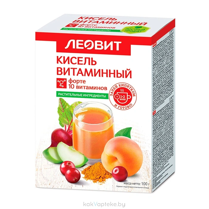 Кисель "Витаминный ФОРТЕ". Специализированный пищевой продукт диетического профилактического питания. 5 пакетов по 20 г. Упаковка 100 г