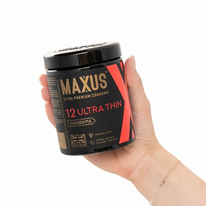 Презервативы мужские из натурального латекса Maxus Ultra Thin (Ультратонкие) 12 шт в упаковке