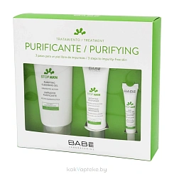 LABORATORIOS BABE набор косметический STOP AKN: Очищающий гель для умывания 200мл + Матирующая, увлажняющая эмульсия 50мл + Гель против акне локального применения 8мл