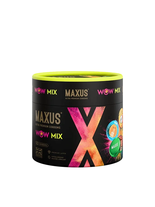 Презервативы гладкие, текстурированные и ароматизированные Maxus WOW-Mix 50 штук в упаковке