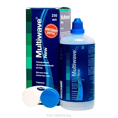 Раствор «MULTIWAVE-NEW» об.250мл универс.офтальм.для ухода за конт.линз.,стерил., с конт-м для к.л.