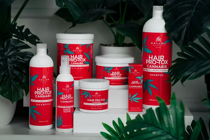 Kallos Pro-tox Cannabis Шампунь для волос с маслом семян конопли, кератином и витаминным комплексом, 500 мл