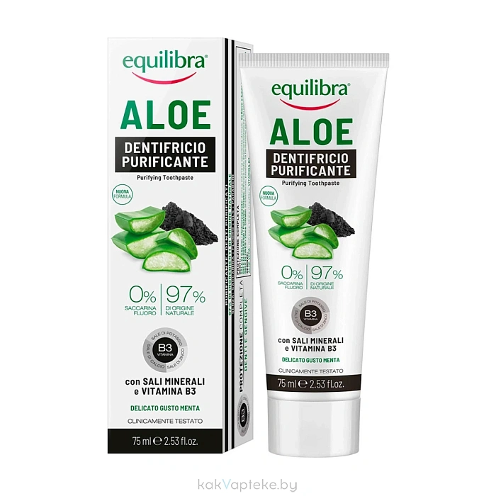 EQUILIBRA Алоэ Зубная паста очищающая 75 мл