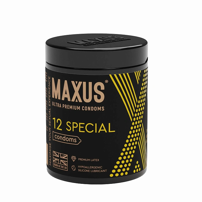 Презервативы мужские из натурального латекса Maxus Special (точечно-ребристые) 12 шт в упаковке