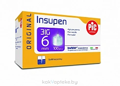 Иглы для шприц-ручки PIC solution INSUPEN ORIGINAL размер G31 (0,25мм х 6 мм) № 100