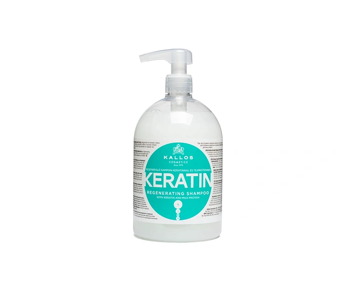 Kallos Keratin Шампунь восст. для волос с кератином и экстрактом мол. протеина для сухих, поврежденных и химически обр. волос, 1000 мл