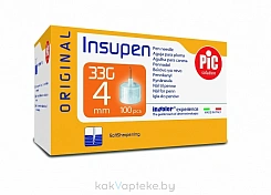 Иглы для шприц-ручки PIC solution INSUPEN ORIGINAL размер G33 (0,20мм х 4 мм) № 100