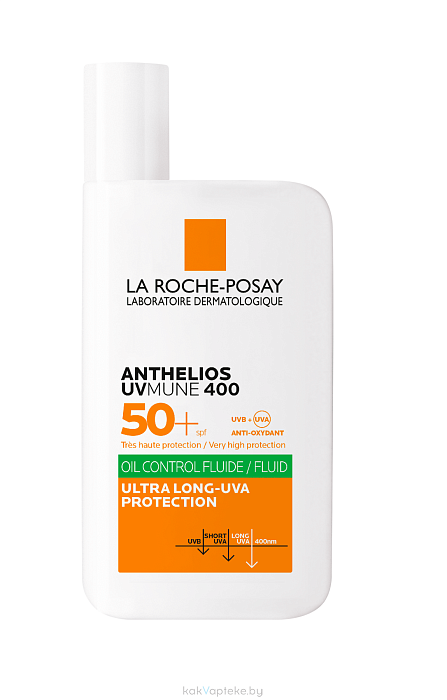 LA ROCHE-POSAY ANTHELIOS UVMUNE 400 Солнцезащитный матирующий флюид для лица SPF 50+ / PPD 56, 50 мл