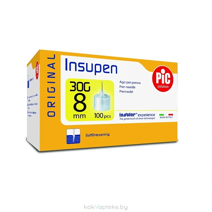 Иглы для шприц-ручки PIC solution INSUPEN ORIGINAL размер G30 (0,30мм х 8 мм) № 100
