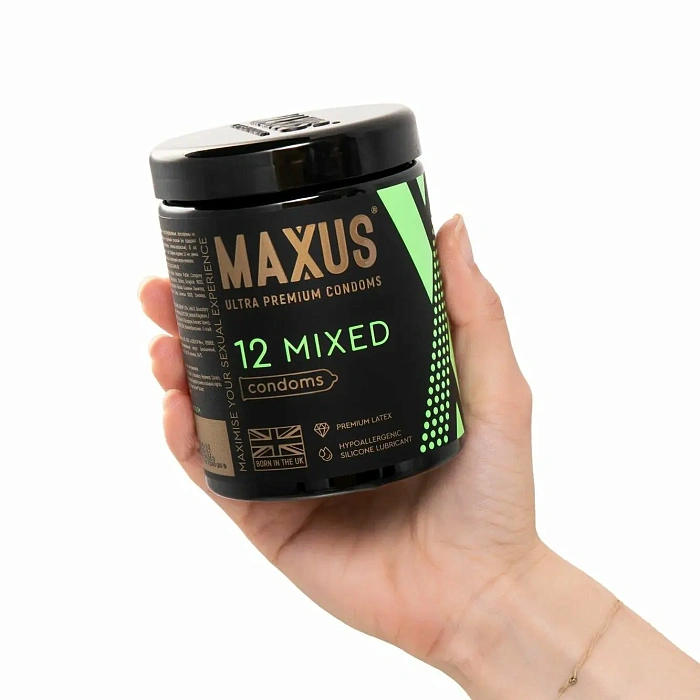 Набор презервативов гладкие и текстурированные Maxus Mixed 12шт:гладкие-8 шт, текстурированные-4 шт