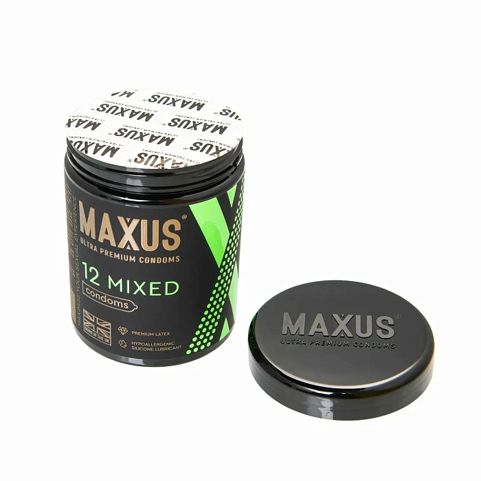 Набор презервативов гладкие и текстурированные Maxus Mixed 12шт:гладкие-8 шт, текстурированные-4 шт