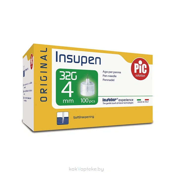 Иглы для шприц-ручки PIC solution INSUPEN ORIGINAL размер G32 (0,23мм х 4 мм) № 100