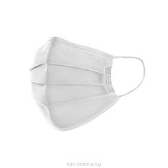 Маска мед.однокр. прим.  трехсл.  на резинках н/ст тип II, размер 17,5 х 9,5(беж)