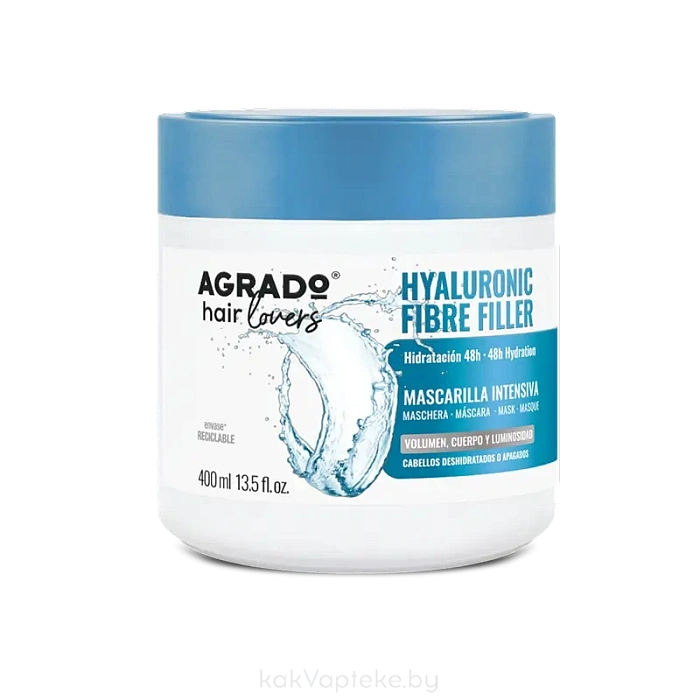 AGRADO Интенсивная маска для тусклых волос HYALURONIC FIBRE FILLER / HYALURONIC FIBRE FILLER INTENSIVE MASK, 400мл