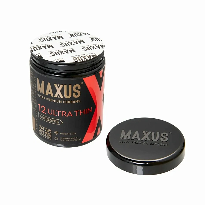 Презервативы мужские из натурального латекса Maxus Ultra Thin (Ультратонкие) 12 шт в упаковке