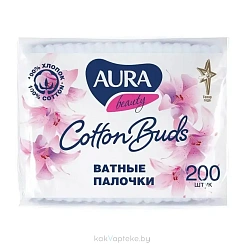 AURA Ватные палочки (п/э пакет) , 200 шт