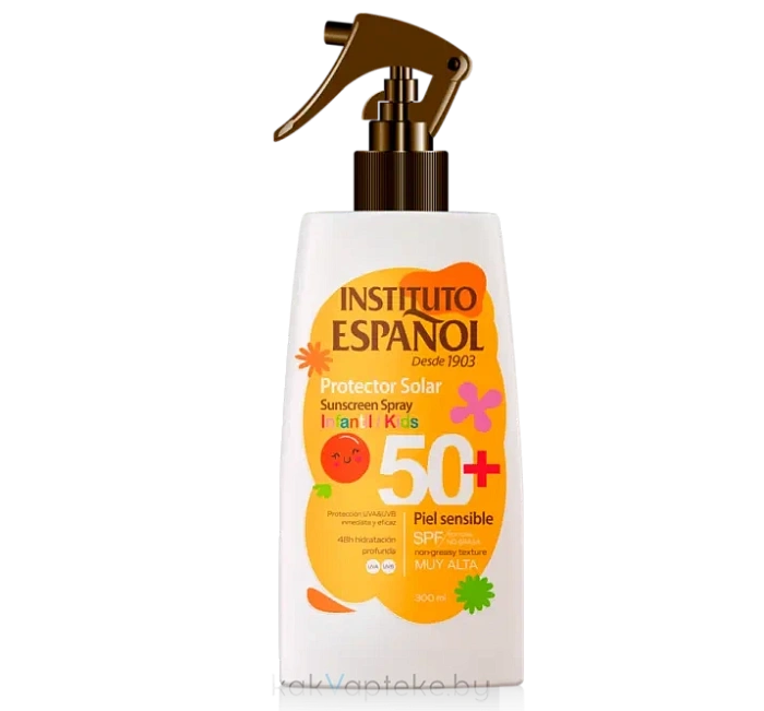 INSTITUTO ESPANOL Солнцезащитный детский влагостойкий легкий лосьон для чувствительной кожи SPF50+ / PROTECTOR SOLAR INFANTIL, 300мл