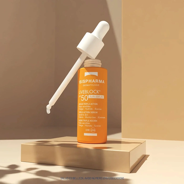ISISPHARMA UVEBLOCK Sun Serum SPF 50 Сыворотка солнцезащитная увлажняющая с эффектом сияния, 28 мл