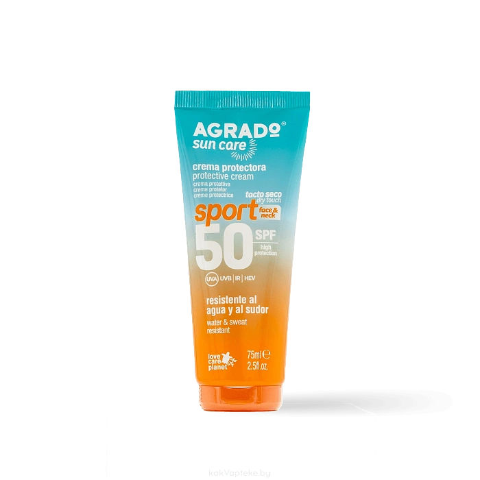 AGRADO Крем солнцезащитный для лица и шеи SPORT SPF50 / PROTECTIVE CREAM SPORT SPF 50, 75мл