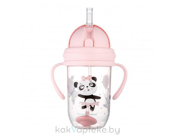 Canpol babies Поильник (непроливающий, с трубочкой и утяжелителем "Exotic Animals" 6+, 270 мл) арт.56/606_pin
