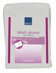 Abena Рукавицы для мытья с непроницаемой пленкой внутри Wash gloves Airlaid/PE, 50 шт