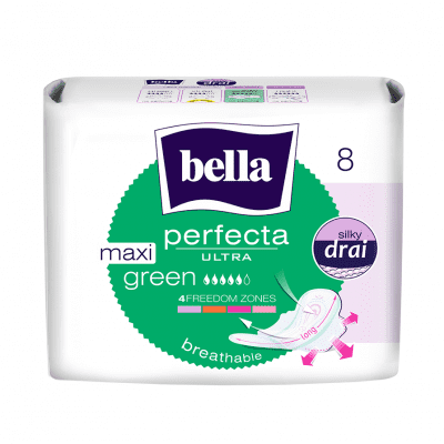Bella Perfecta ultra maxi Green Ультратонкие женские гигиенические впитывающие прокладки 8 шт