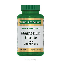 Nature's Bounty Цитрат магния с витамином В6, БАД таблетки №60