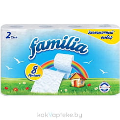 FAMILIA бумага туалетная белая двухслойная 8шт Радуга