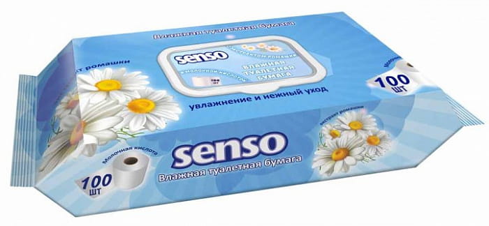 SENSO Влажная туалетная бумага с экстрактом ромашки и молочной кислотой 100 шт