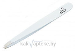 Optima Line Коллекция Aqua Пинцет для бровей со скошенными кончиками белый 9 см/3,5''