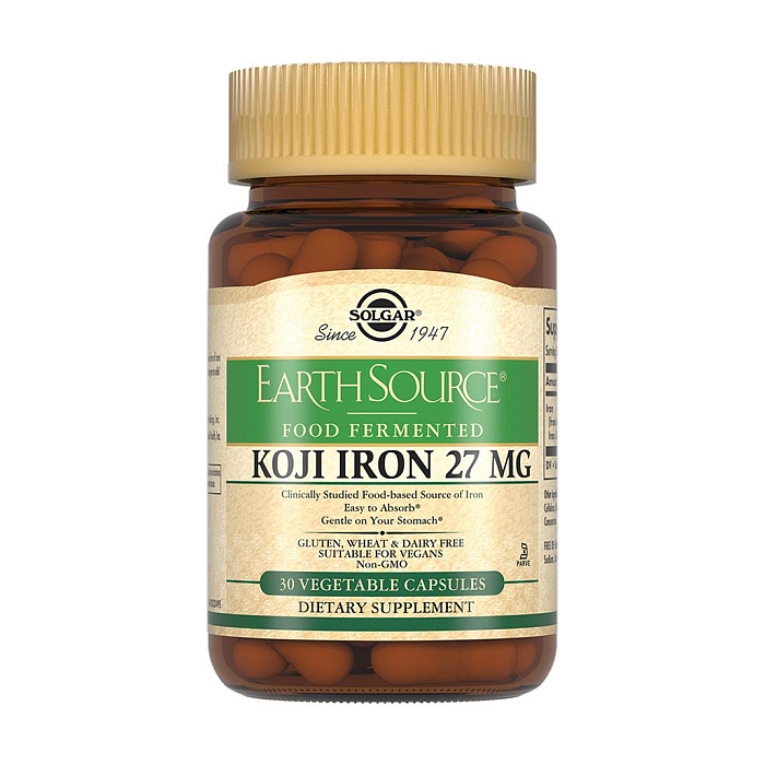 Solgar Железо 27 мг в ферментированной культуре Коджи, БАД капсулы №30