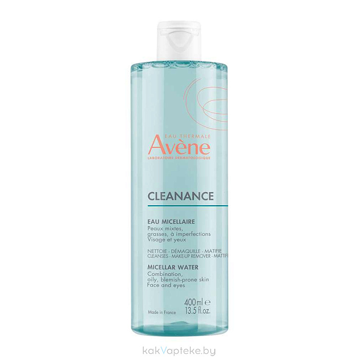 AVENE CLEANANCE Мицеллярная вода для комбинированной и жирной кожи, склонной к акне, 400 мл