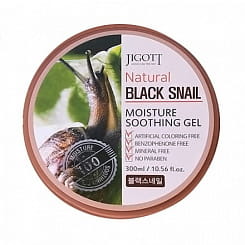 Jigott Natural Увлажняющий успокаивающий гель с экстрактом муцина черной улитки, 300 мл