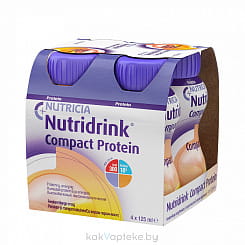 Нутридринк Компакт Протеин со вкусом персик-манго - Специализированный пищевой продукт диетического лечебного питания, жидкая готовая к употреблению, высокобелковая, высококалорийная смесь (4х125 мл)