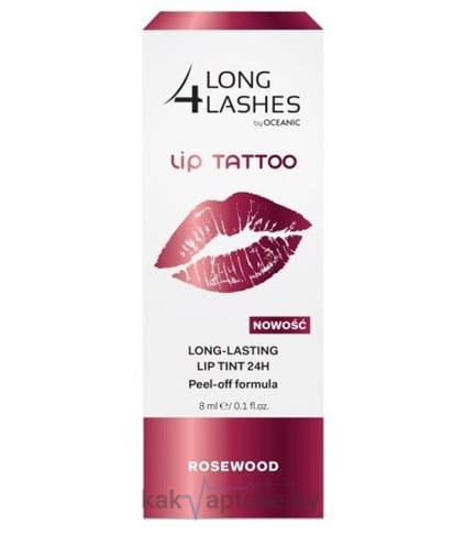 LONG4LASHES LONG-LASTING LIP TATTOO Оттеночный гель 24Ч для губ (Тинт) Розовое дерево, 8 мл