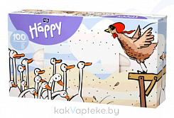 Bella Baby Happy Платочки бумажные универсальные двухслойные различных цветов (гуси) 100 шт