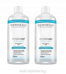 Dermedic HYDRAIN3 HIALURO Набор 1+1 Мицелярная вода H2O, 500 мл