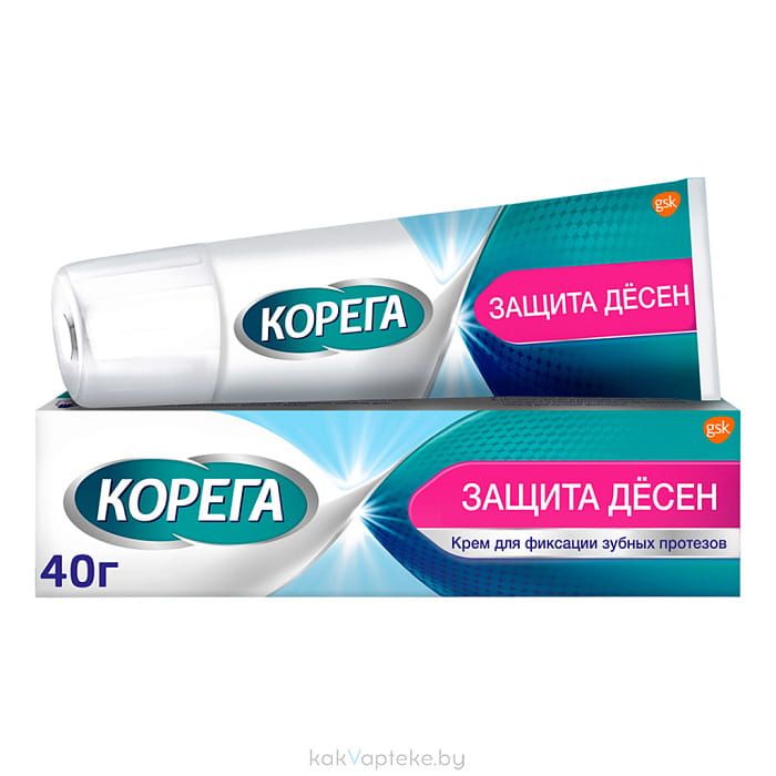 Материал для фиксации съемных протезов: крем для фиксации зубных протезов Корега Защита десен 40 г