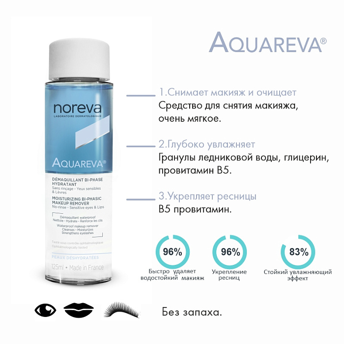 NOREVA АКВАРЕВА Двухфазный лосьон для снятия макияжа, 125 мл