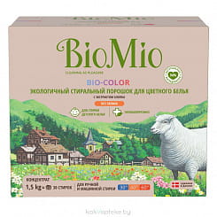 BioMio BIO-COLOR Экологичный стиральный порошок для цветного белья с экстрактом хлопка БиоМио. Концентрат. Без запаха 1500 г