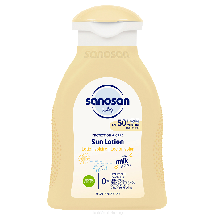 Sanosan Baby Солнцезащитный лосьон SPF 50+ для детей с рождения, 100 мл
